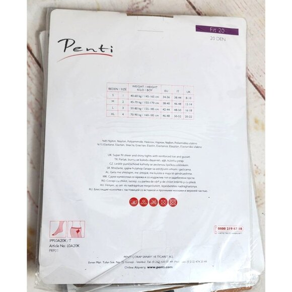 Penti 57 Cashmir #4 XL Fit 20 Den Sheer & Shiny Tights Nylon Elastane 5247 - Picture 5 of 8